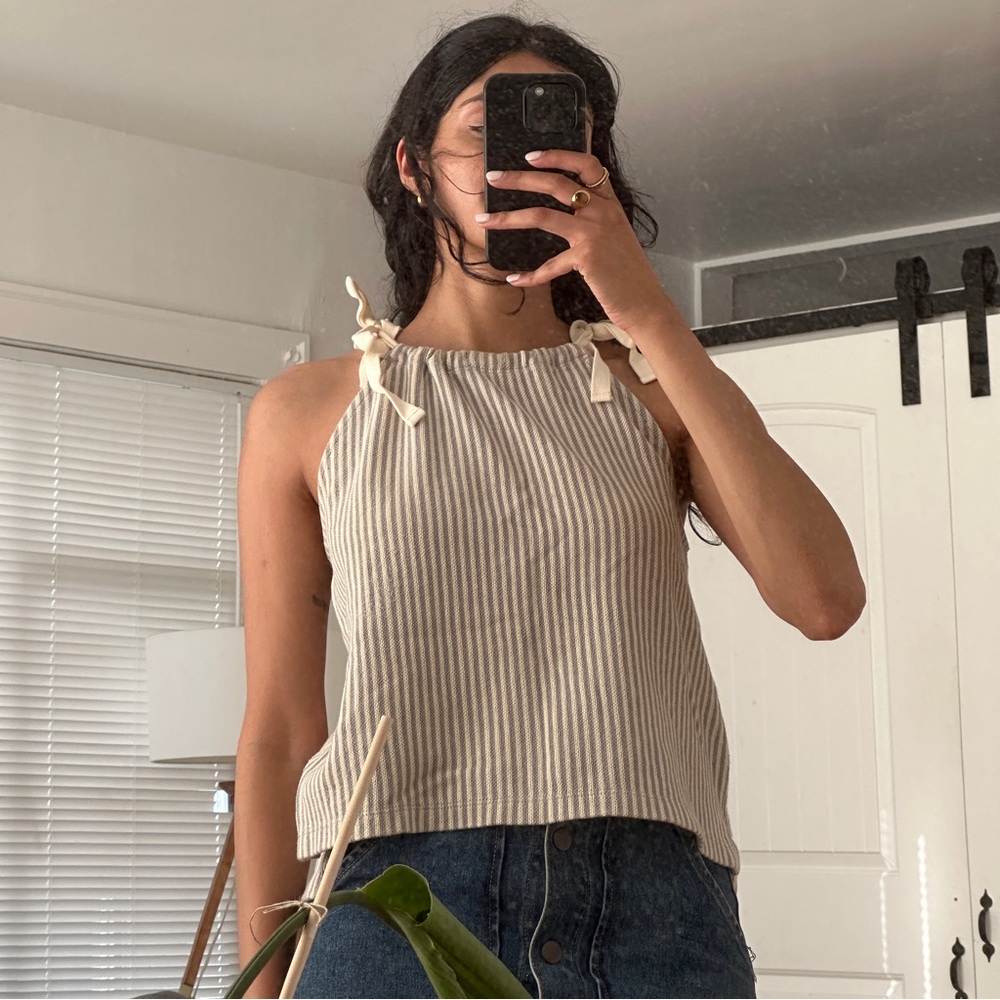 Madewell Striped Tank with Tie Straps, in Size Small